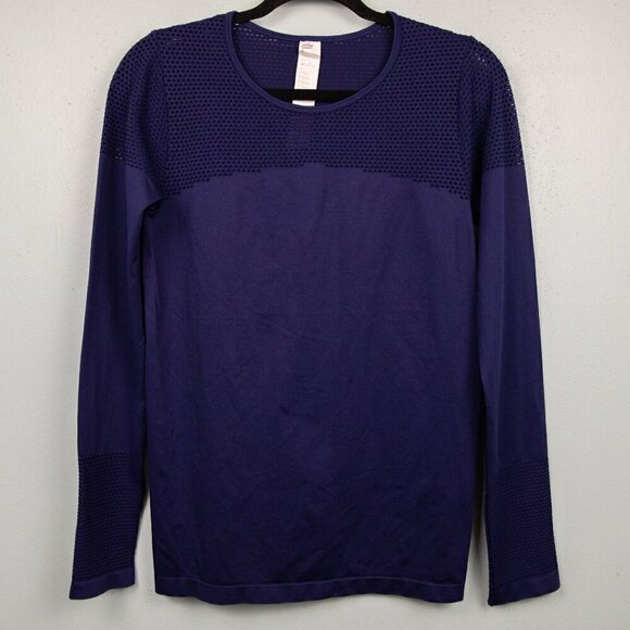 Fabletics Musetta purple mesh seamless long sleeve shirt-L - Picture 1 of 4